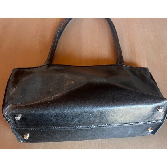 Vintage Original Monsac MW Black Leather Handbag Elegant Timeless Purse Tote - Picture 6 of 16